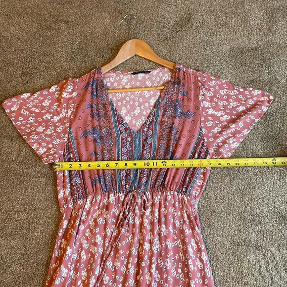 BloomChic Floral Maxi Dress - Terracotta and Blue Size 14/16 Boho - Picture 10 of 12